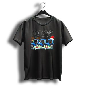 Santa Tractor Snowflake Reindeer Christmas Lights T Shirt