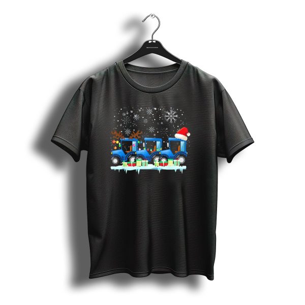 Santa Tractor Snowflake Reindeer Christmas Lights T Shirt t shirt 1