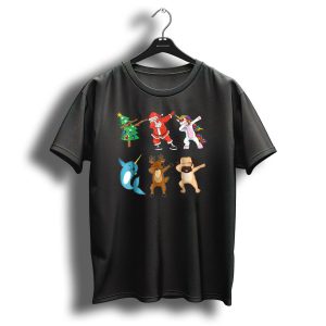 Santa Unicorn Deer Pug Narwhal Dab Christmas Tree T Shirt