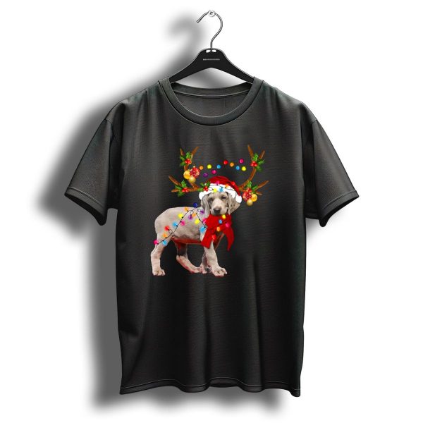 Santa Weimaraner Reindeer Christmas Lights T Shirt 1 t shirt 1