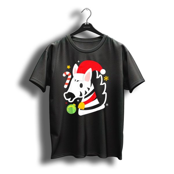 Santa Zebra Christmas Candy Cane Bell And Ornament Holiday T Shirt t shirt 1