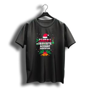 Santa'S Favorite Account Executive Christmas Hat Holly Tree Bells Snowflakes T-Shirt
