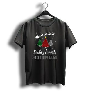 Santas Favorite Accountant Christmas Buffalo Plaid Tree Reindeer Snowflakes T Shirt