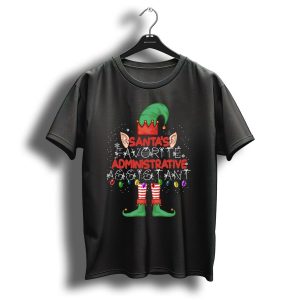 Santas Favorite Administrative Assistant Elf Christmas Lights T-Shirt