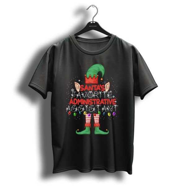 Santas Favorite Administrative Assistant Elf Christmas Lights T Shirt 1 t shirt 1