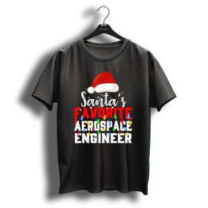 Santas Favorite Aerospace Engineer Chris With Christmas Lights And Santa Hat T Shirt
