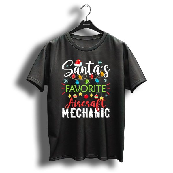 Santas Favorite Aircraft Mechanic Christmas Lights And Decorations T Shirt 1 t shirt 1