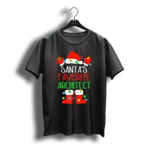 Santa'S Favorite Architect Christmas Lights Hat And Boots T-Shirt