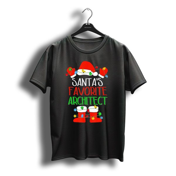 Santas Favorite Architect Christmas Lights Hat And Boots T Shirt t shirt 1