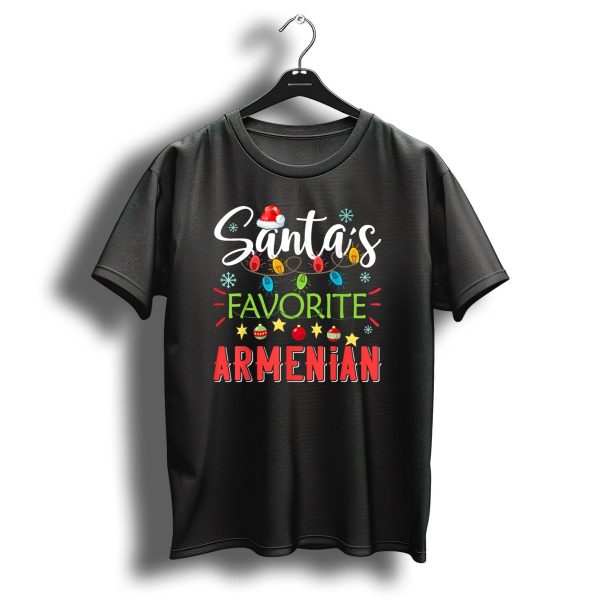 Santas Favorite Armenian Christmas Lights Santa Hat T Shirt 1 t shirt 1