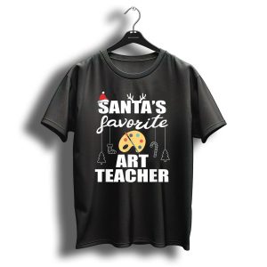 Santas Favorite Art Teacher Christmas Trees Candy Canes Palette T-Shirt