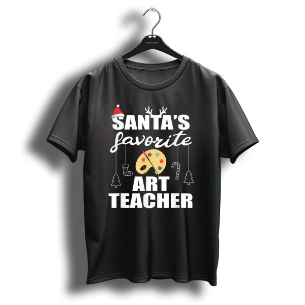 Santas Favorite Art Teacher Christmas Trees Candy Canes Palette T Shirt 1 t shirt 1