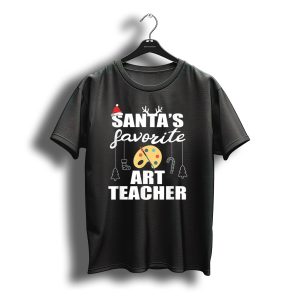 Santa'S Favorite Art Teacher Christmas Trees Candy Canes Palette T-Shirt
