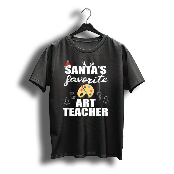 Santas Favorite Art Teacher Christmas Trees Candy Canes Palette T Shirt t shirt 1