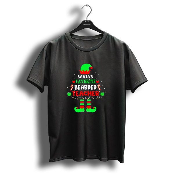 Santas Favorite Bearded Teacher Christmas Man T Shirt 1 t shirt 1