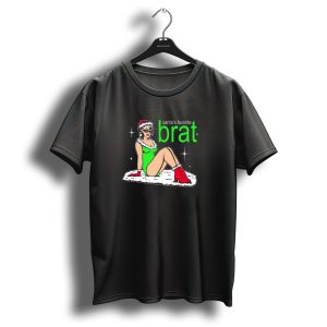 Santas Favorite Brat Ugly Sweater Christmas 2024 Festive Santa Hat And Sunglasses Retro Pin Up T-Shirt