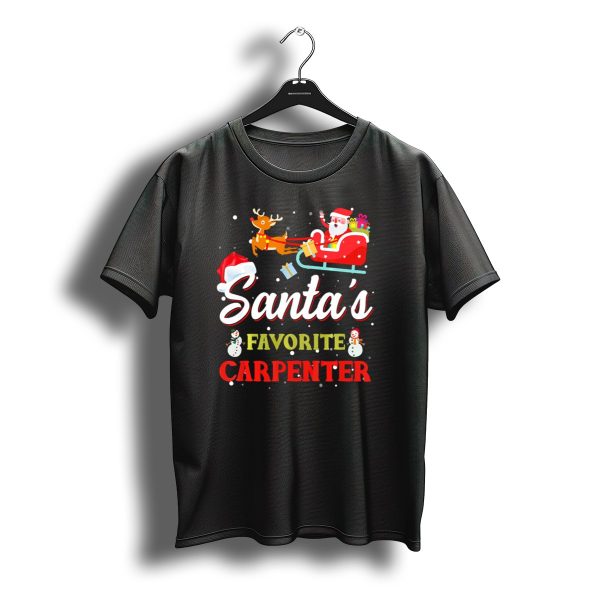 Santas Favorite Carpenter Christmas Sleigh Snowmen Reindeer T Shirt t shirt 1