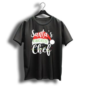Santas Favorite Chef Merry Christmas Santa Hat Xmas Cost T Shirt