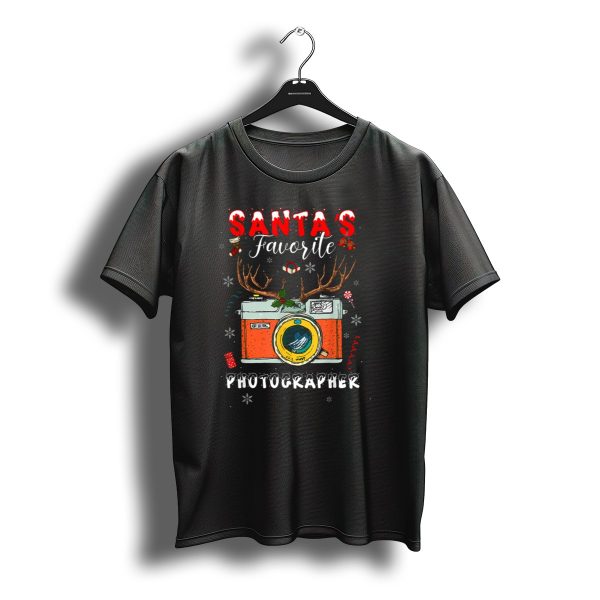 Santas Favorite Christmas Photographer Camera With Antlers T Shirt t shirt 1
