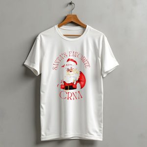 Santas Favorite Crna Christmas Festive Red Suit And Beard T Shirt 1