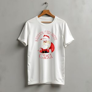 Santa'S Favorite Crna Christmas Festive Red Suit And Beard T-Shirt
