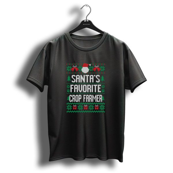 Santas Favorite Crop Farmer Ugly Christmas Sweater Style Santa Hat Bells Trees Presents T Shirt 1 t shirt 1