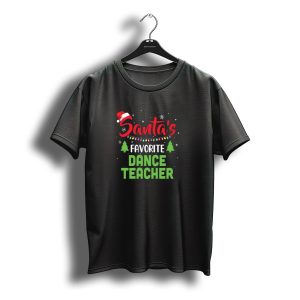 Santa'S Favorite Dance Teacher Christmas Lights Snowflakes And Trees T-Shirt
