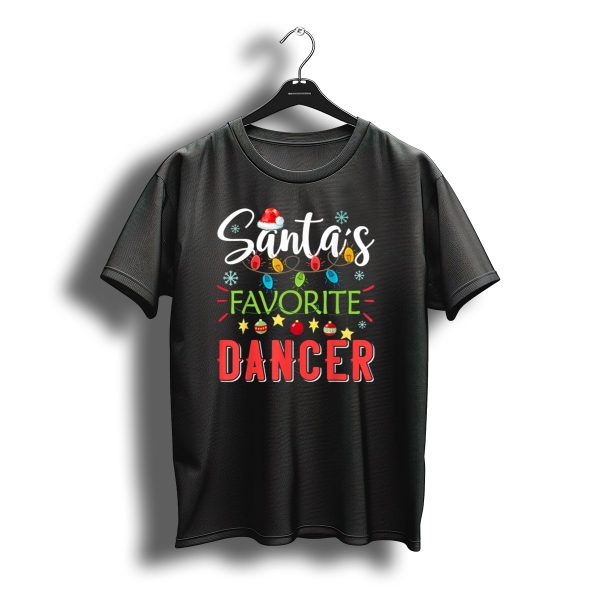 Santas Favorite Dancer Christmas Light Santa Hat Snowflakes T Shirt t shirt 1