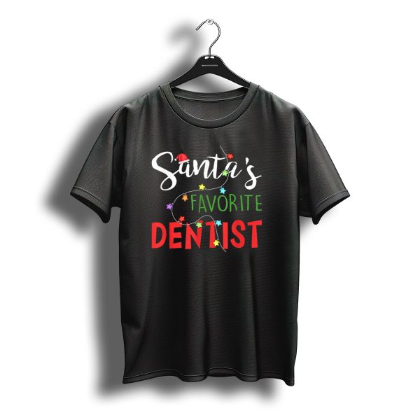 Santas Favorite Dentist Funny Christmas Stars And Hat T Shirt t shirt 1