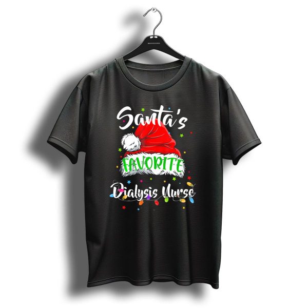 Santas Favorite Dialysis Nurse Christmas Hat Lights T Shirt 1 t shirt 1