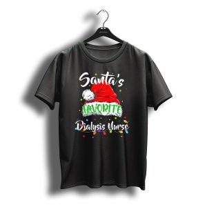 Santa'S Favorite Dialysis Nurse Christmas Hat Lights T-Shirt