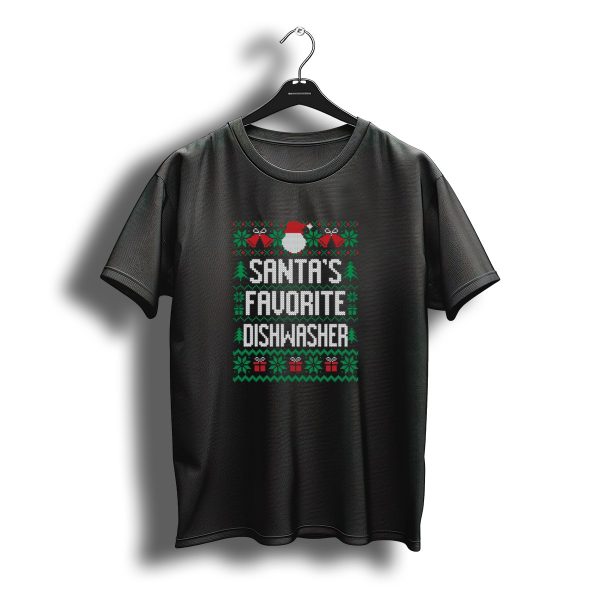 Santas Favorite Dishwasher Santa Hat Christmas Trees And Gifts T Shirt t shirt 1