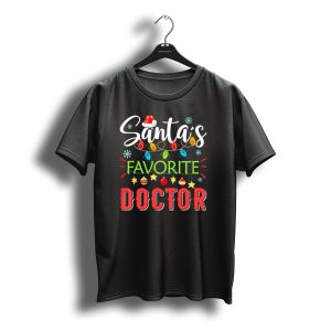 Santa'S Favorite Doctor Xmas Lights Festive Christmas T-Shirt