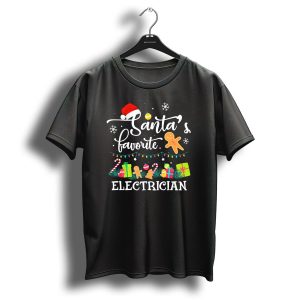 Santas Favorite Electrician Christmas Gifts Candy Cane Gingerbread Snowflakes T-Shirt