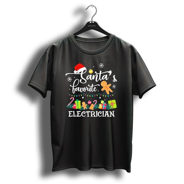 Santas Favorite Electrician Christmas Gifts Candy Cane Gingerbread Snowflakes T Shirt 1 t shirt 1