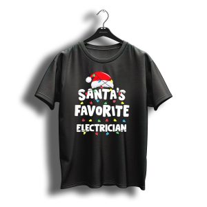 Santa'S Favorite Electrician Christmas Light Hat T-Shirt