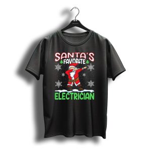 Santa'S Favorite Electrician Dab Snowflakes Christmas Tree T-Shirt