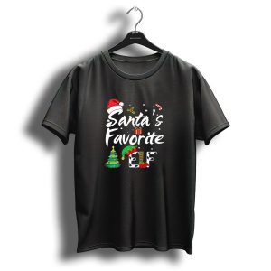 Santas Favorite Elf Christmas Hat Candy Cane Tree Gift T-Shirt