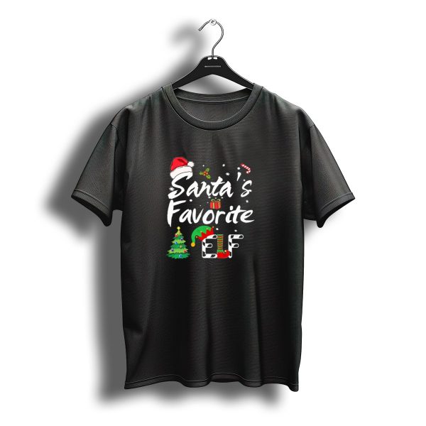 Santas Favorite Elf Christmas Hat Candy Cane Tree Gift T Shirt t shirt 1