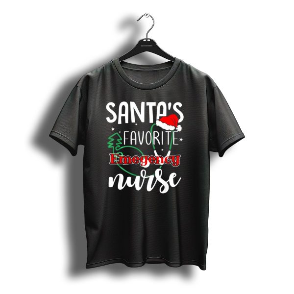 Santas Favorite Emergency Nurse Stethoscope Christmas Hat T Shirt t shirt 1
