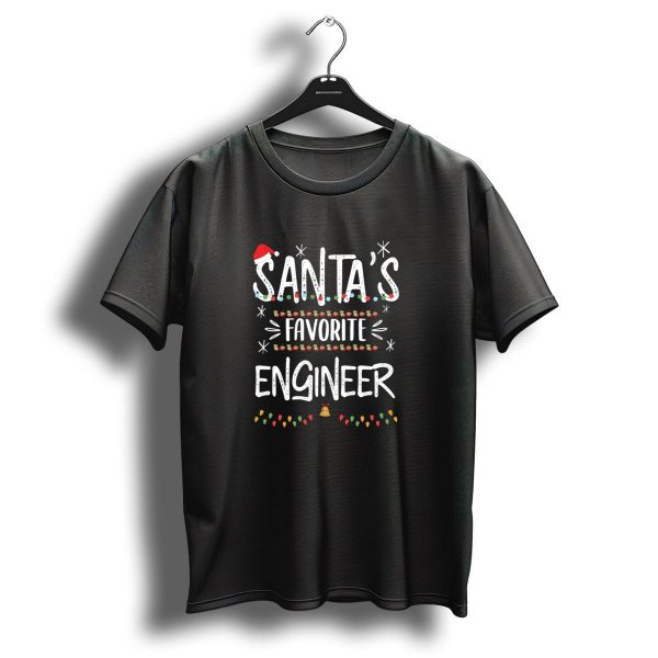 Santas Favorite Engineer Christmas Xmas Lights And Festive Hat T Shirt 1 t shirt 1
