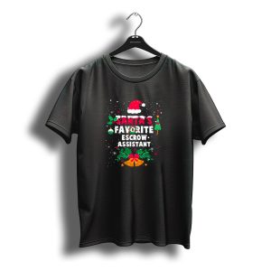 Santa'S Favorite Escrow Assistant Christmas Bells Tree Hat Snowflakes T-Shirt