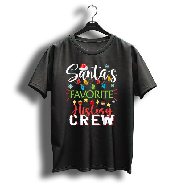 Santas Favorite History Crew Christmas Lights Snowflakes Stars T Shirt 1 t shirt 1