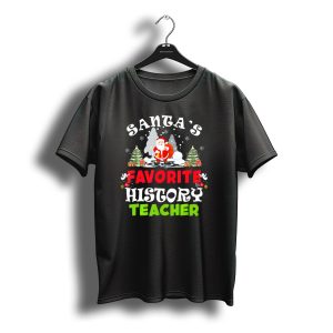Santa'S Favorite History Teacher Snowy Christmas Scene T-Shirt