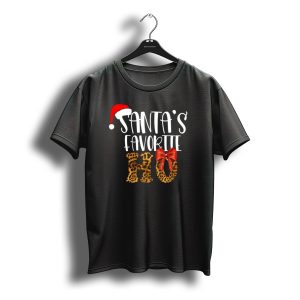 Santa'S Favorite Ho Cheetah Print Christmas Holiday T-Shirt