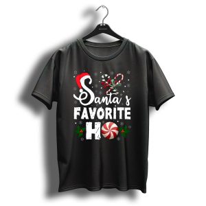 Santas Favorite Ho Christmas Funny Santa Candy Cane Peppermint Holiday Snowflakes T-Shirt