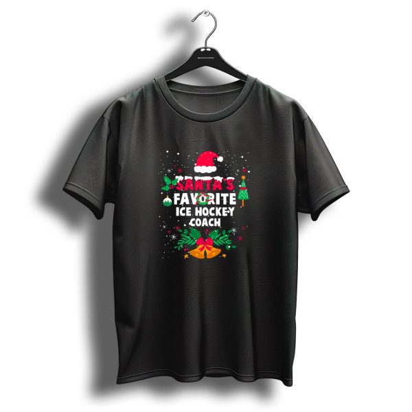 Santas Favorite Ice Hockey Coach Festive Christmas Design With Santa Hat And Holiday Elements T Shirt 1 t shirt 1
