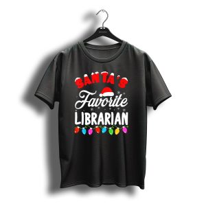 Santa'S Favorite Librarian Christmas Lights Holiday Fun T-Shirt