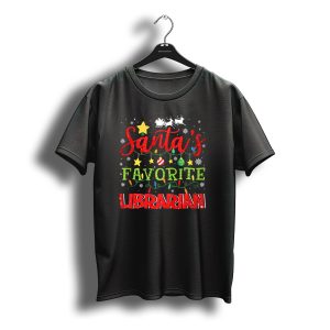 Santa'S Favorite Librarian Christmas Lights Ornaments Snowflakes T-Shirt