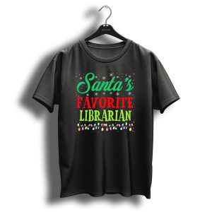 Santas Favorite Librarian Christmas Lights Snowflakes T Shirt